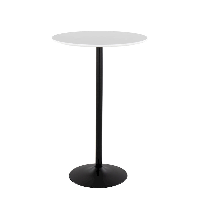 Tavolo rotondo regolabile in altezza con base in metallo e piano in MDF