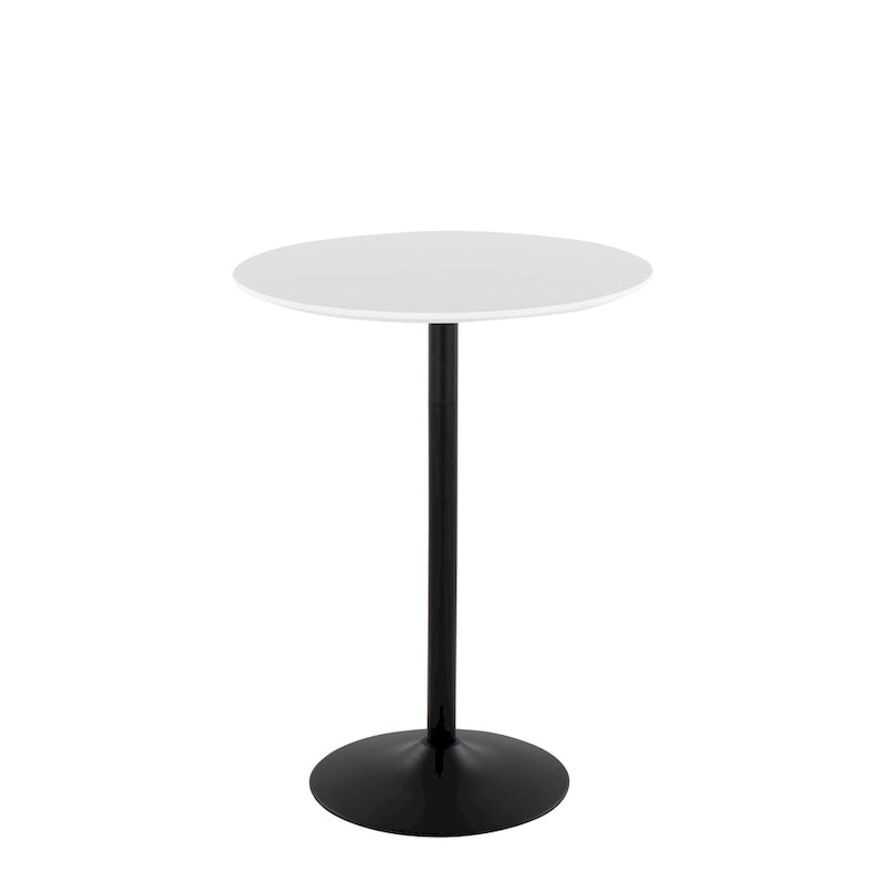 Tavolo rotondo regolabile in altezza con base in metallo e piano in MDF
