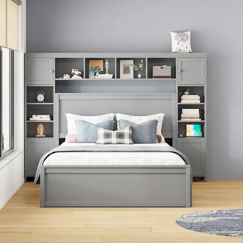 Struttura letto matrimoniale queen size con contenitore e prese integrate