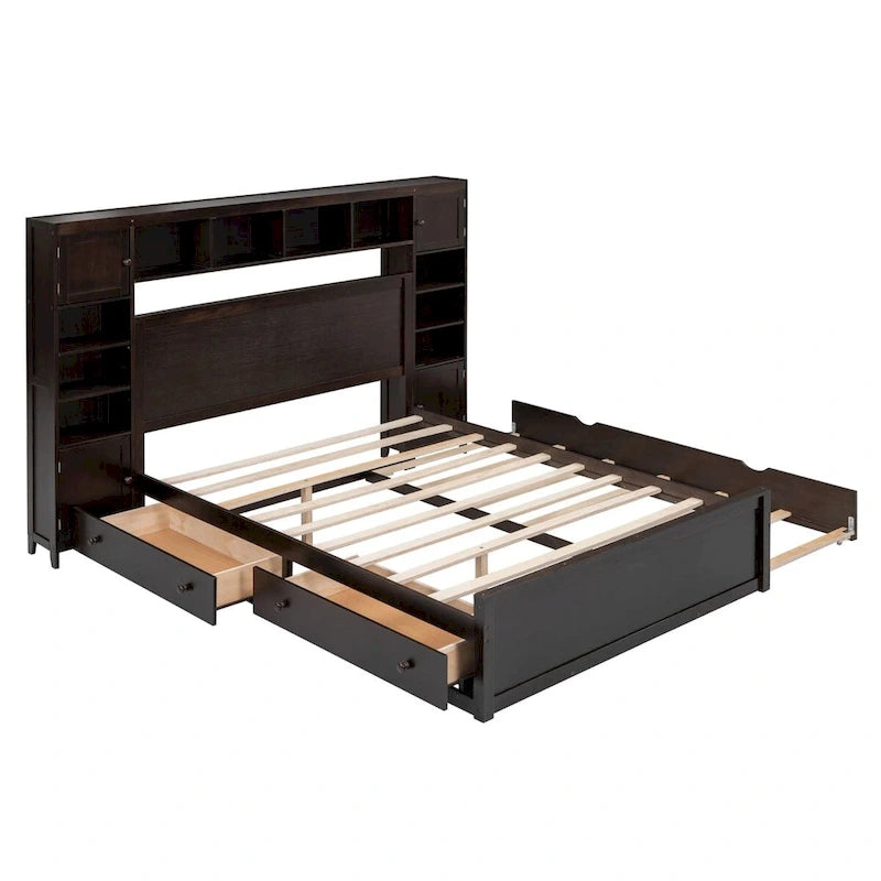 Struttura letto matrimoniale queen size con contenitore e prese integrate