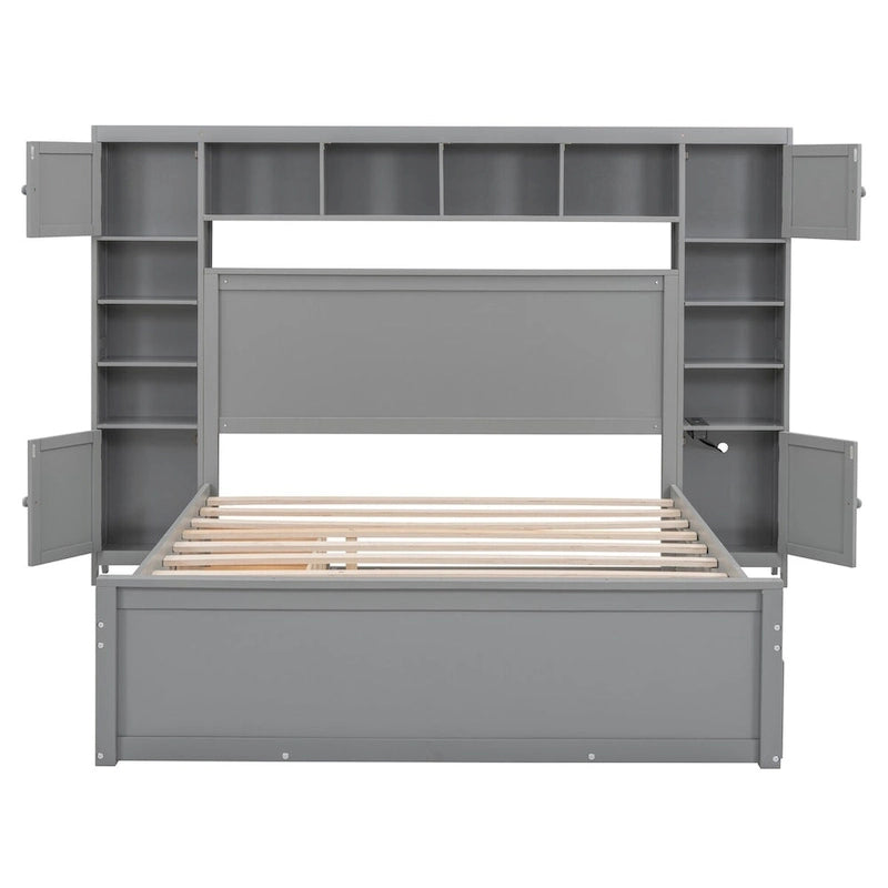 Struttura letto matrimoniale queen size con contenitore e prese integrate