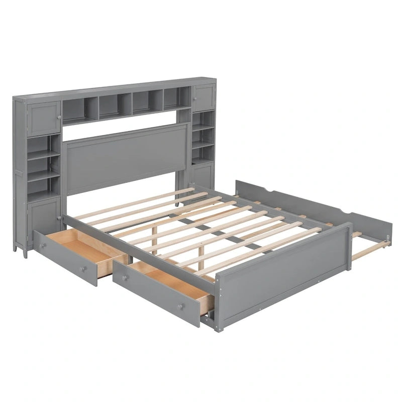 Struttura letto matrimoniale queen size con contenitore e prese integrate