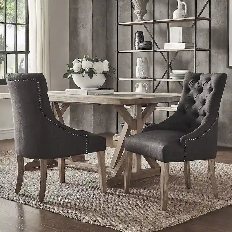 Sedie da pranzo imbottite con schienale curvo, set da 2