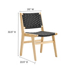 Sedia da pranzo con sedile in corda intrecciata e struttura in legno, set da 2