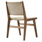 Sedia da pranzo con sedile in corda intrecciata e struttura in legno, set da 2