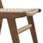 Sedia da pranzo con sedile in corda intrecciata e struttura in legno, set da 2