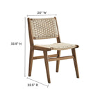 Sedia da pranzo con sedile in corda intrecciata e struttura in legno, set da 2