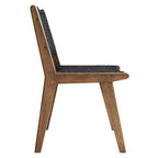 Sedia da pranzo con sedile in corda intrecciata e struttura in legno, set da 2