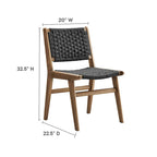 Sedia da pranzo con sedile in corda intrecciata e struttura in legno, set da 2