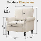 Poltroncina di design imbottita con borchie decorative