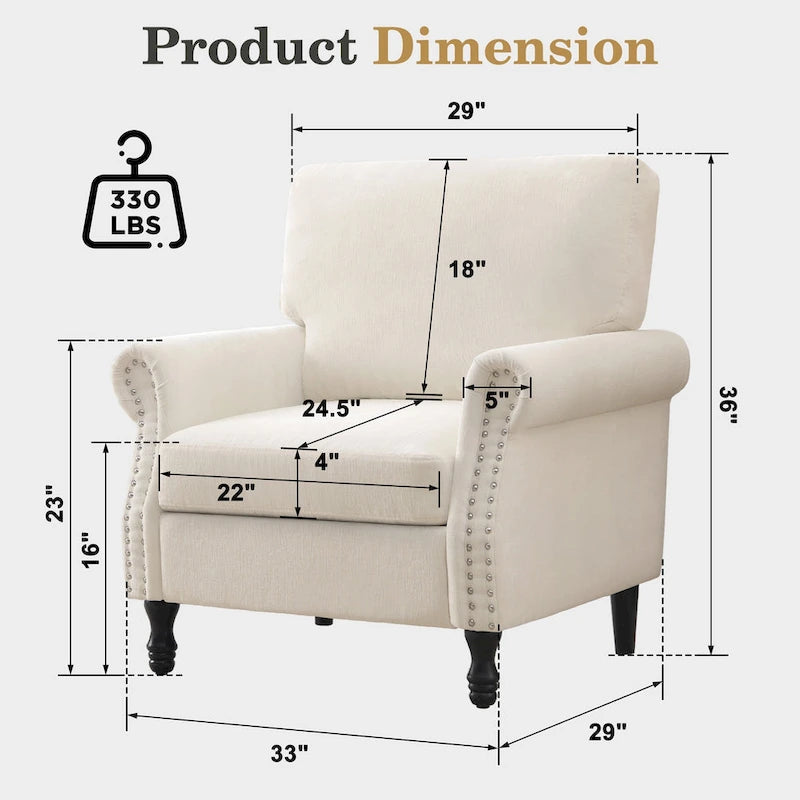 Poltroncina di design imbottita con borchie decorative