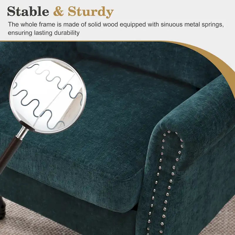 Poltroncina di design imbottita con borchie decorative