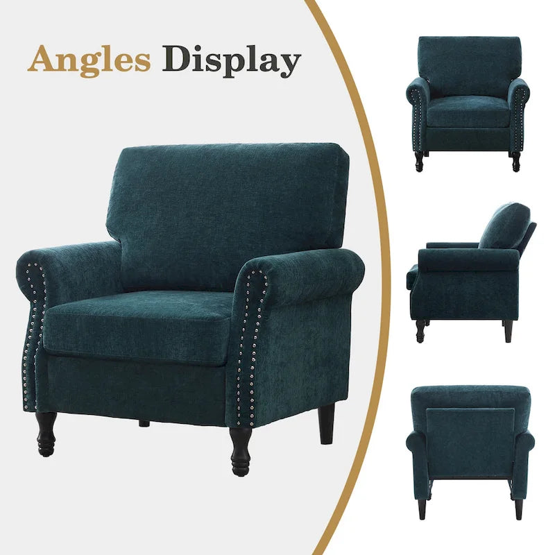 Poltroncina di design imbottita con borchie decorative